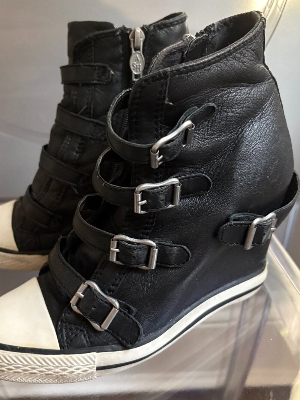 ASH United Buckled Wedge Sneakers/Boots in Black EU37 / US 7 / US6.5 - Picture 3 of 6